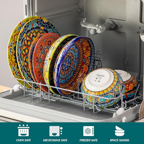 vancasso 24-Piece Dinnerware Sets,Plates & Bowls Sets Service for 6, Bohemian Porcelain Dishes Set for 6, Kitchen Dinner Set,Microwave & Dishwasher Safe, Scratch Resistant,Series KRVI - size: Service for 6 (24 Pcs)