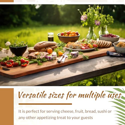 FoldTier Large Acacia Charcuterie Board with Handles 36 x 12 Inch Christmas Extra Large Wood Foldable Serving Tray Rectangular Appetizers Cheese Food Meat Board for New Home Party Housewarming Gifts - size: 36" x 12" x 12"