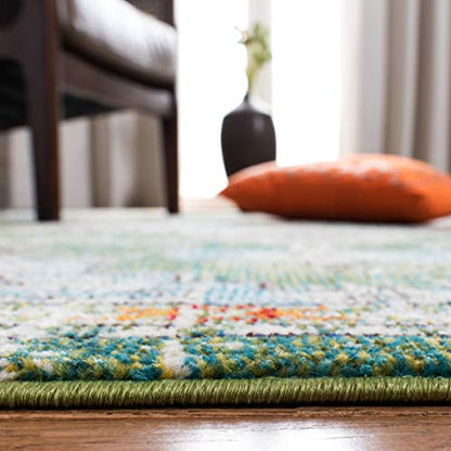 SAFAVIEH Madison Collection Area Rug - 2'2" x 4', Green & Turquoise, Boho Chic Distressed Medallion Design, Non-Shedding & Easy to Clean, Ideal for Living Room, Bedroom, Dining Space (MAD473Y) - color: Green/Turquoise, size: 2'2" x 4' (Rectangular)