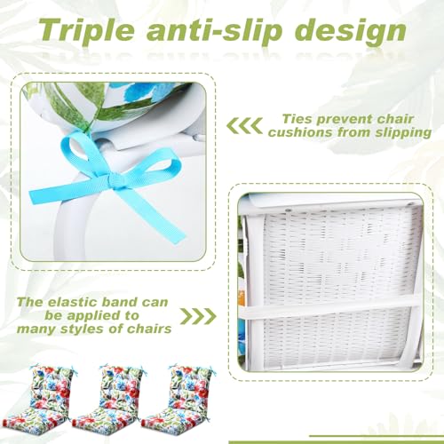 Hoteam 4 Set Outdoor Patio Chair Cushions 20 x 42 in Deep Seat Waterproof Patio Cushions Set for Furniture Replacement Removable Seat and Back (Flower) - style: Flower