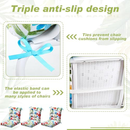 Hoteam 4 Set Outdoor Patio Chair Cushions 20 x 42 in Deep Seat Waterproof Patio Cushions Set for Furniture Replacement Removable Seat and Back (Flower) - style: Flower
