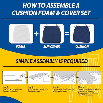 AAAAAcessories D-Shaped Chair Cushions, 2" Thick Dining Chair Pads with Ties and Removable, Machine-Washable Cover, 17" x 16", Set of 6, Blue - color: Blue, size: 6 Count(Pack of 1)