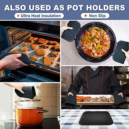 Walfos Trivets for Hot Dishes, Multi-Purpose Silicone Trivet, Heat Resistant Pot Holders for Kitchen, Non-Slip Hot Pads for Hot Pots and Pans, Quartz Countertops, 4 Pack, Black - style: 8.5x11in, 4 Black Rectangle