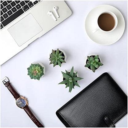 CADNLY Fake Succulent Plant Set - Artificial Plants for Women Desk - Realistic Faux Succulents in Ceramic Pots - Mini Green Decor for Bedroom Bathroom Office Shelf 4 Pack