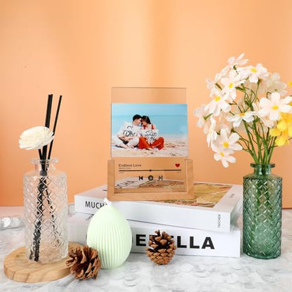Glass Bud Vase, Flower Bottle, Small Vase, Set of 6, Simple, Solid, for Mum or Lady, Classy Gift for Father's Day, Anniversary, Wedding, Amber - color: Amber