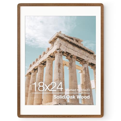 18 x 24 Poster Frame | Solid Oak Wood 24x18 Poster Frame | 18 x 24 Picture Frame With Mat For 16x20 | Tempered Glass And Hanging Hardware Included | Puzzle Frame 18x24 Wood (Walnut, 1 Pack) - color: Walnut, size: 18''x24''-1P