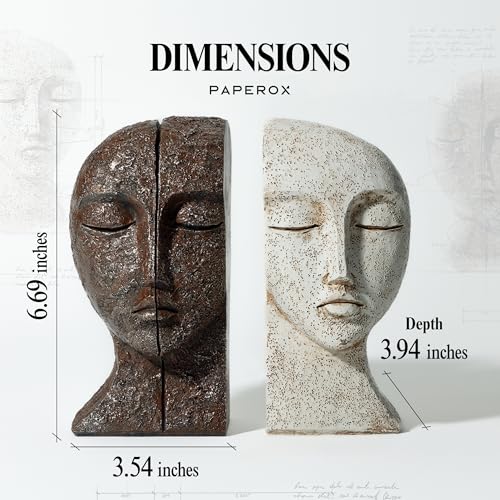 Heavy Duty Bookends for Heavy Books, Book Ends for Shelves, Unique Decorative Book Ends, Aesthetic Bookshelf Decor, Modern Home Decor Sculptural Book Holder/Book Stoppers, The Tranquil Faces