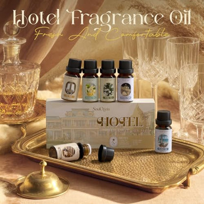Soulorigin Hotel Fragrance Oils Set, Essential Oil Gift Set for Diffuser, Hotel Scent Diffuser Oil, Diffuser Scents Oil for Home, White Tea, Jasmine Mint, Sandalwood, Luxury Night, Seaside, Myway - color: Hotel