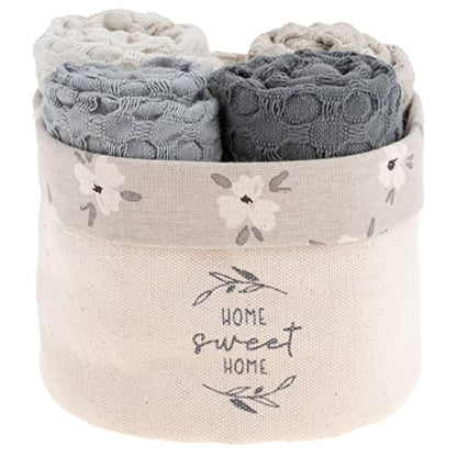 Karma Waffle Weave Dishcloth Set/Holder Home - color: Grey Home