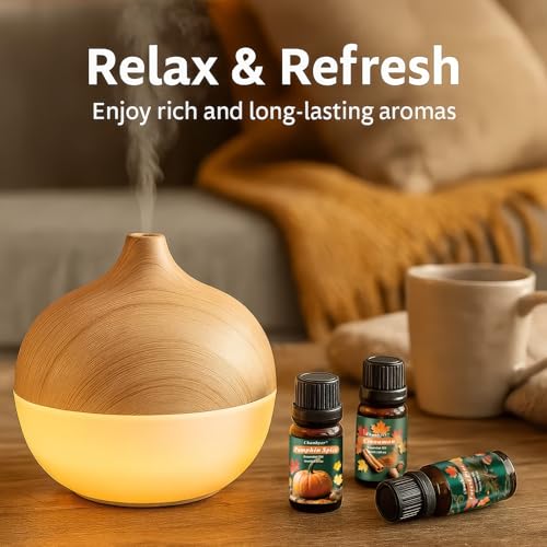 Autumn Fall Essential Oils Set for Diffusers for Home 6 x 10 ml | Aromatherapy Gift,Premium Scented Oils for Diffusers - Pumpkin Spice,Apple Cider,Snickerdoodle,Vanilla,Cinnamon & Pine - color: Green