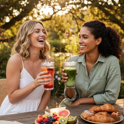 Premium Iced Coffee Cups with Lids and Straws | 20oz Ribbed Glass Cups | Set of 2 | Clear Borosilicate Glass Tumblers | Reusable Iced Tea and Matcha Cup | Dishwasher Safe | for Cold Drinks