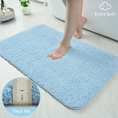 Light Blue Bathroom Rug Set 2 Piece Bath Mat 21x34 U Shape Toilet Rug 21x21 | Absorbent,Washable,Non Slip Bathroom Rugs Sets,Contour Mat for Toilet - color: Light Blue