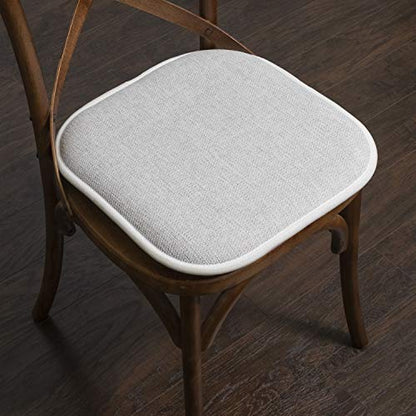 Sweet Home Collection Chair Cushion Memory Foam Pads Honeycomb Pattern Slip Non Skid Rubber Back Rounded Square 16" x 16" Seat Cover, 4 Pack, Alexis Gray/White - color: Alexis Gray/White, size: 4 Pack