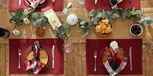 DII Basic Everyday Ribbed Tabletop 100% Cotton, Placemat Set, 13x19, Wine, 6 Piece - color: Wine, size: 13x19"