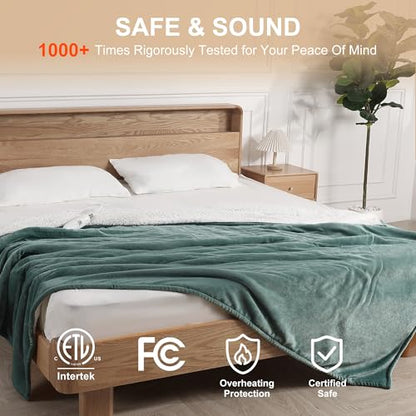 Electric Blanket Twin Size Heated Blanket 62''X84'' Warm Gifts for Grandma | Distinctive Dusty Teal Heated Blanket Twin, Heating Faster and Even, Ultra-Soft & Warmth All Over, Easy to Clean & Durable - color: Dusty Teal, size: Twin 62" x 84"