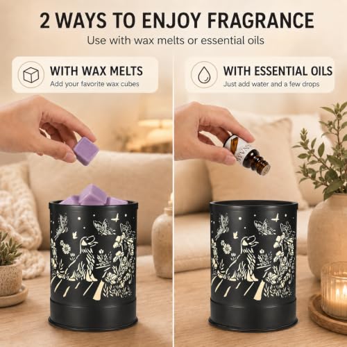 nawaza Wax Melts Warmer Scented Metal 2-in-1 Electric LED Burner Dog | Wax cubes & candle melter, essential oil burner, home office bedroom decor, dog themed aroma gift - style: Dog