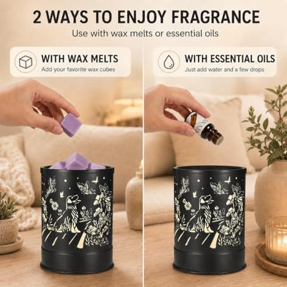 nawaza Wax Melts Warmer Scented Metal 2-in-1 Electric LED Burner Dog | Wax cubes & candle melter, essential oil burner, home office bedroom decor, dog themed aroma gift - style: Dog
