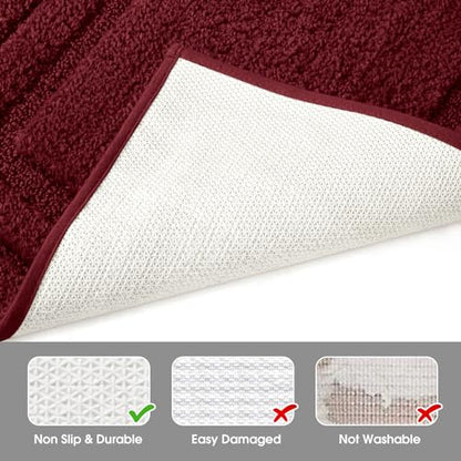 HOMEIDEAS Bathroom Rugs Sets 2 Piece, Super Soft and Absorbent Non Slip Microfiber Machine Washable Bath Mat Set (20" x 32" + 16" x 24", Burgundy Red) - color: Loop- Burgundy Red, size: 1'4" x 2'8" (16"x24"+20"x32")