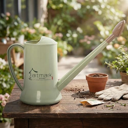 2L Thick Plastic Watering Can with Long Spout – Lightweight Garden Watering Can for Indoor & Outdoor Plants, Flowers, Balcony –Durable & Leakproof (Green) - color: Green