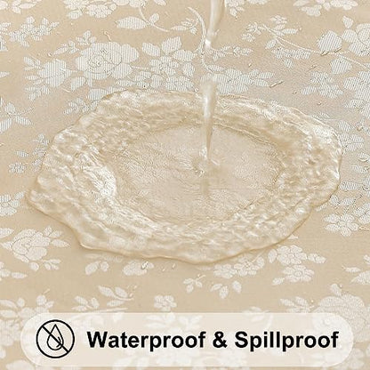 Smiry Rectangle Table Cloth, Waterproof Heavy Duty Vinyl Tablecloths, Wipeable Washable Table Cover for Kitchen and Dining Room (Beige, 60" X 84") (Pack of 2) - color: Beige, size: 84" x 60" (Rectangular) (Pack of 2)