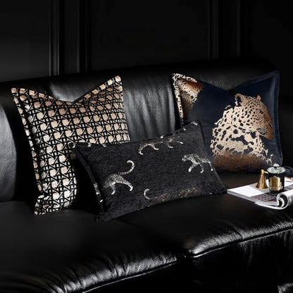 Lumbar Pillow Cushion Cover 12x20, Double Sided Cheetah Pattern Throw Pillow Covers with Hidden Zipper, Leopard Pillow Covers for Bed Couch Sofa Living Room Bedroom - color: Black Leopard 1, size: 20" x 12" (Pack of 1)