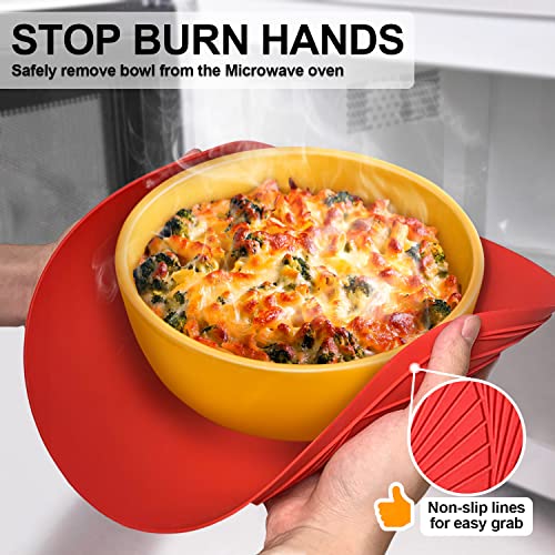 Walfos 12 10 Inch Silicone Microwave Mats, Microwave Splatter Cover for Food, Pot Holders for Kitchen, Non-Slip Heat Resistant Silicone Mats for Microwave, Oven, Hot Pan, Pot (Red) - style: 10+12in, 2 Red Microwave Mat