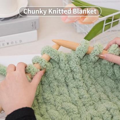 Franel Sage Green Chunky Chenille Yarn for Hand Knitting Blanket (8 Pack, Total 64oz) - Shed-Resistant Fluffy Jumbo Yarn for Crocheting, Super Bulky Big Yarn for DIY Throw, Pre-Wound & Tangle-Free - color: 28