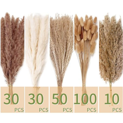 220 PCS Dried Flower Bouquet – Pampas Grass, Floral Decor for Home, Wedding, and Boho Style | Perfect for Vases, Fall, Spring, Summer, and Winter Arrangements - size: 220PCS