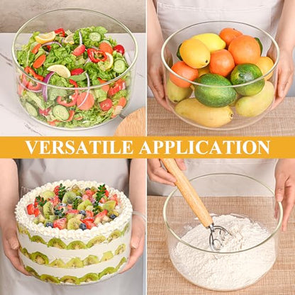 Glass Trifle Bowl with Airtight Lid, 155oz Large Salad Bowl, Glass Serving Bowl for Popcorn, Cake, Salad, Fruit, Baking, Dessert and Party Diy, BPA Free, Oven, Dishwasher Safe - size: 9 INCH