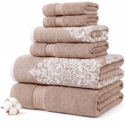 Modern Threads 6 Piece Reversible Yarn Dyed Jacquard Towel Set Artesia Damask Tuscany - color: Tuscany