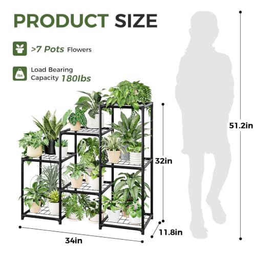 Laposso Plant Stand with Grow Light for Indoor Plants Corner 3 Tier Metal Plant Shelf Outdoor Grow Lights for Indoor Plants Bedroom Living Room
