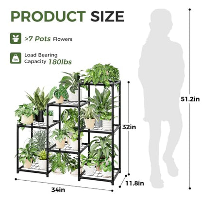 Laposso Plant Stand with Grow Light for Indoor Plants Corner 3 Tier Metal Plant Shelf Outdoor Grow Lights for Indoor Plants Bedroom Living Room