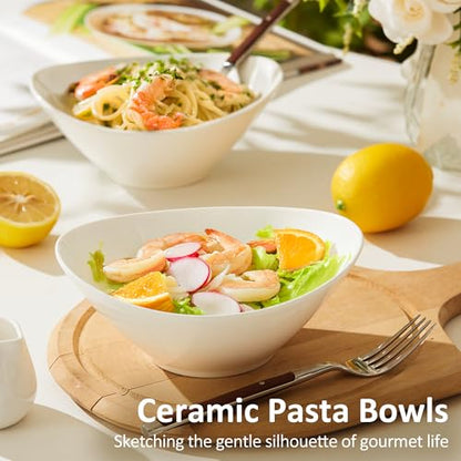 Teocera 7 Inch Salad Bowls Set of 6, 18 oz Large Soup Bowls– Microwave & Dishwasher Safe, for Pasta, Snacks, White - color: White, size: 18 Ounce