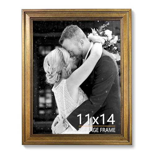 11x14 Picture Frame Vintage Gold for Tabletop & Wall Mount | Picture Frames for Living Room, Bedroom, Office Décor & Wedding Gift - color: Gold, size: 11X14 - 1 Pack
