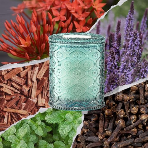 LA JOLIE MUSE Geranium Vert Mint Scented Candle for Home, Soy Wax 40 Hrs | Luxury Blue Jar Candle, Natural Clean Non Toxic, Fresh Summer Candles for Candle Warmer, Gift for Women Men, Lavender, Clove - color: Geranium Vert Mint