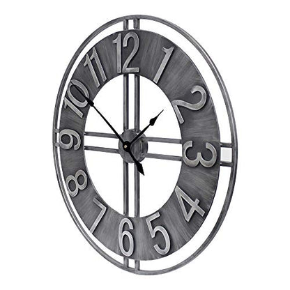 24 inch Large Wall Clock Decorative Metal Retro Oversized Clocks Decor for Home Farmhouse Living Room - size: 24 inch