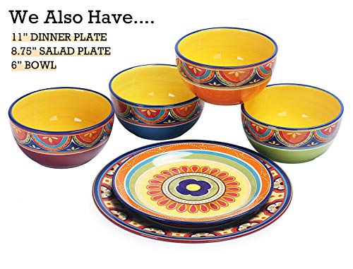 Bico Tunisian Salad Plates Set of 4, 8.75 Inch Ceramic Dessert Plates for Salad, Appetizer, Side Dishes, Microwave and Dishwasher Safe, Gift for Housewarming and Thanksgiving - color: Tunisian