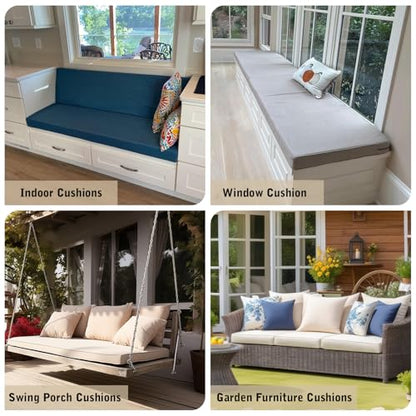 Custom Bench Cushions for Indoor Furniture, Bay Window Seat Cushion Indoor, 70D Thicken Foam Bench Pad, Non-Slip Indoor Seat Cushion, Outdoor Waterproof Garden Patio Furniture Swing Cushion