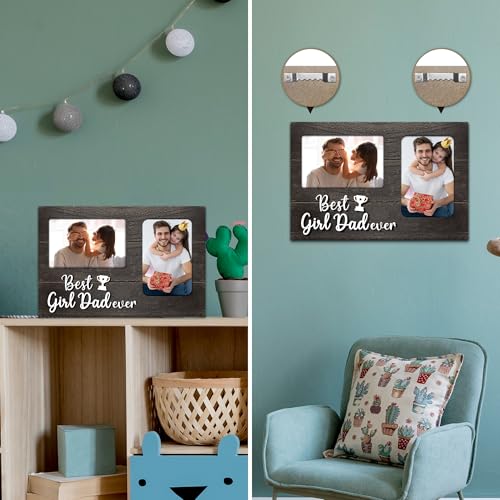Baby Girl Gifts, Fathers Day 3D Photo Frame from Baby Girl Gifts Hold 4x6 Inches Two Photos, Girl Dad Birthday Gift for Dad, Girl Dad First Time Picture Frames - color: girl dad