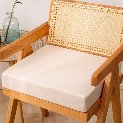 Reyox Recliner Cushion for Armchair 2" Thick Ivory 16" x 16" | Removable Cotton Linen Cover, Non Slip Square Chair Cushion, Thicken Foam Chair Pads for Long Sitting - color: 2" Thick Ivory, size: 16" x 16"