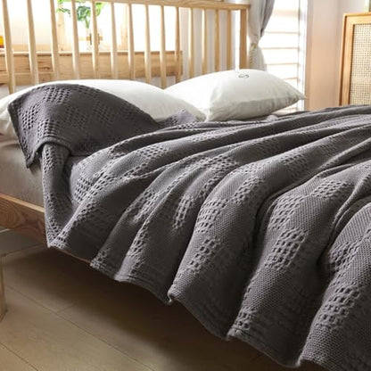 LGYKUMEG 100% Cotton Waffle Weave Throw Blanket,Breathable and Soft, Waffle Weave Throw Blanket for Office,Dark Gray,100 x 150 cm / 39 x 59 inch - color: Dark Gray, size: Throw 39x59 inch