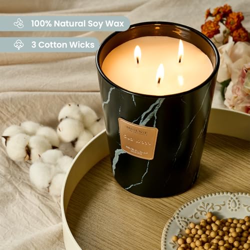 M&SENSE Extra Large Candle OudWood Intense Scented Candle,3 Wick Highly Scented XL Jar Candle,35oz 150H,Candles Gift for Women and Men - color: OudWood, size: Large