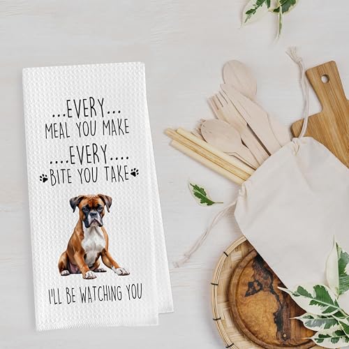 Gqtt Boxer Dog Dish Towels Set - Funny Dog Gifts, Decorative Waffle Weave Kitchen Towels, Hand & Tea Towels (1624 Inches, Set of 2) - color: Boxer Dog