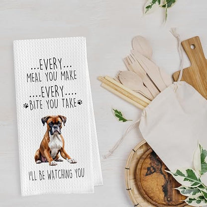 Gqtt Boxer Dog Dish Towels Set - Funny Dog Gifts, Decorative Waffle Weave Kitchen Towels, Hand & Tea Towels (1624 Inches, Set of 2) - color: Boxer Dog