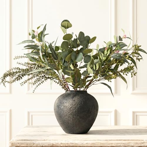 Large Eucalyptus Centerpieces for Table Decor, Artificial Greenery Stems | Real Touch Long Green Eucalyptus Arrangement For Coffee Table, Dining Kitchen Island, Farmhouse Home Decor, 30 Inches Tall - color: Green Greenery