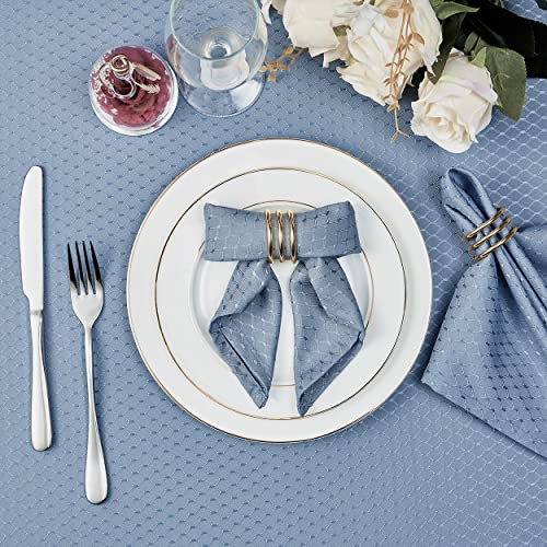 Light Blue Jacquard 17x17 Square Polyester Cloth Napkins Set of 8 | Waterproof, Stain Resistant, Shrink Proof, Washable, fabric, Outdoor, Dining, Wedding, Kitchen, Party, Banquet, Reusable - color: Light Blue