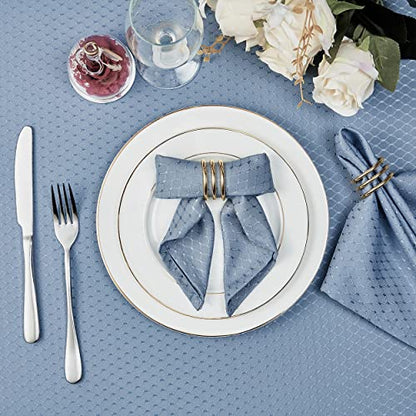 Light Blue Jacquard 17x17 Square Polyester Cloth Napkins Set of 8 | Waterproof, Stain Resistant, Shrink Proof, Washable, fabric, Outdoor, Dining, Wedding, Kitchen, Party, Banquet, Reusable - color: Light Blue