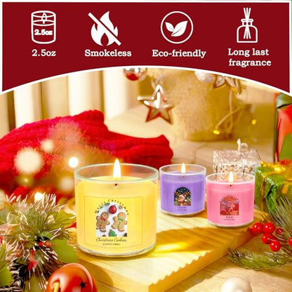 Christmas Candles for Women 12 Pack Candles for Home Scented Winter Holiday 240Hours Small Natural Soy Wax Candle Bulk Mini Candle Gift Set for Men Women Holiday Christmas New Year Winter Décor