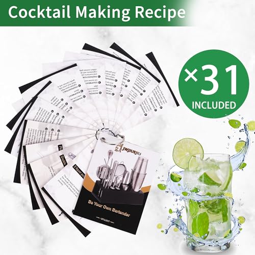 15-Piece Gold Cocktail Shaker Set Bartender Kit with Bamboo Stand | Stainless Steel Bar Set Accessories, Professional Bartending Kit Home Bar Tools Set with Recipes (Gold, Black Stand) - color: Gold, size: Black Stand