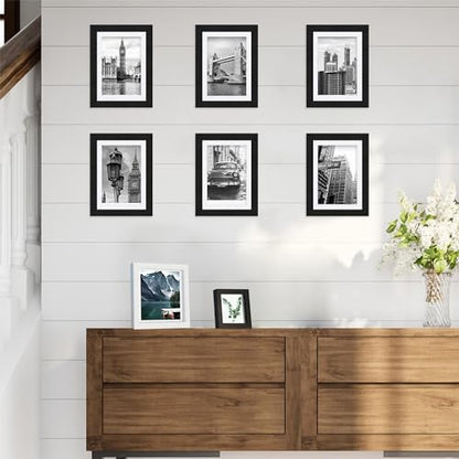Hongkee 5x7 Black Picture Frames set of 3, Made of Wooden and Glass Photo frame - Displays Picture 4x6 with Mat or 5 x 7 without Mat, Desktop & Wall Collage Frame set - color: Black, size: 5x7 in